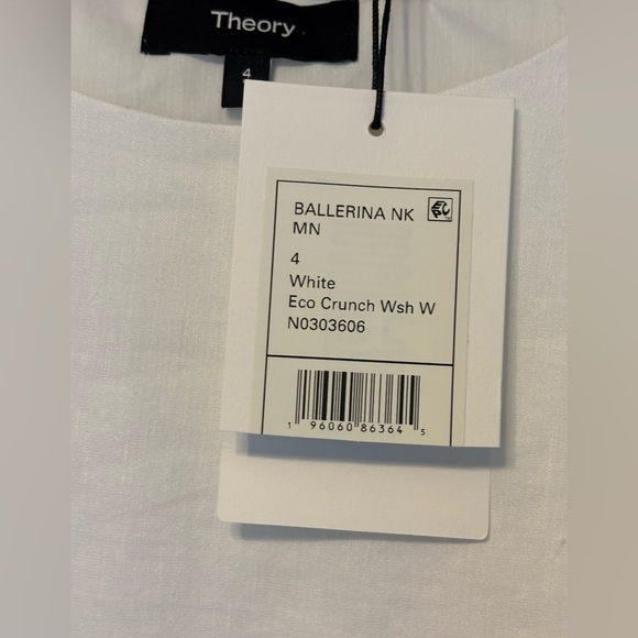 NWT Theory Ballerina Neckline Mini Dress in Good Linen White Eco Crunch Size 4 - Picture 5 of 6